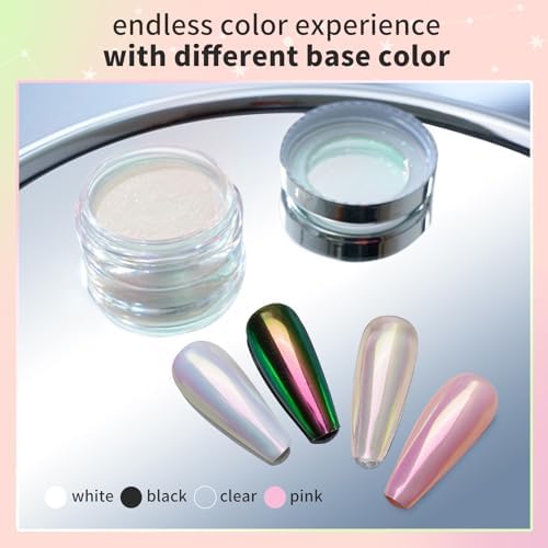 Pretty Diva Aurora Chrome Nail Powder - Iridescent Unicorn Chrome Nail Powder Multi Color Shifting Moonlight Chrome Powders, Magic Aurora Moonlight Effect Chrome Pigment Powder for Nail Art