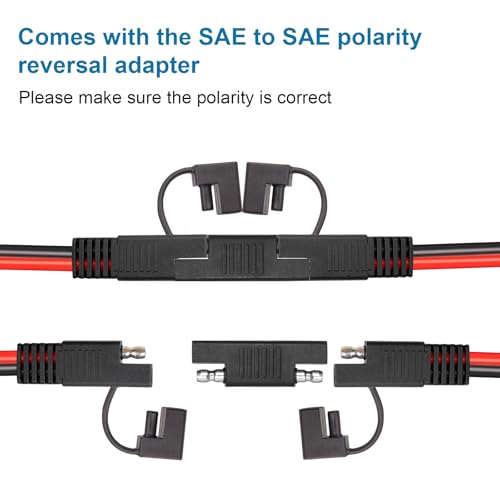 XRDS -RF SAE Extension Cable 1FT 2PCS– Heavy Duty 10AWG Tinned Copper Wire with SAE Battery Cable Terminal Connectors for Automotive, RV, Marine, and Solar Applications. - size: 1 FT