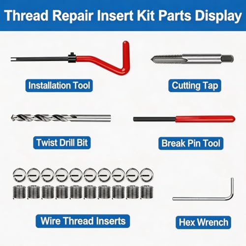 M7 X 1.0 Thread Repair Kit, Metric Helicoil Kit with HSS Drill Bit, 20PC Wire Thread Inserts - size: M7 x 1.0mm