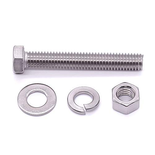 (4 Sets) M12-1.75 x 30mm Hex Bolt Kit, 304 Stainless Steel (18-8), Includes Hexagon Head Screws and Nuts, Flat & Lock Washers, Full Coarse Thread, for Machinery, Automotive, DIY - size: M12 x 30mm