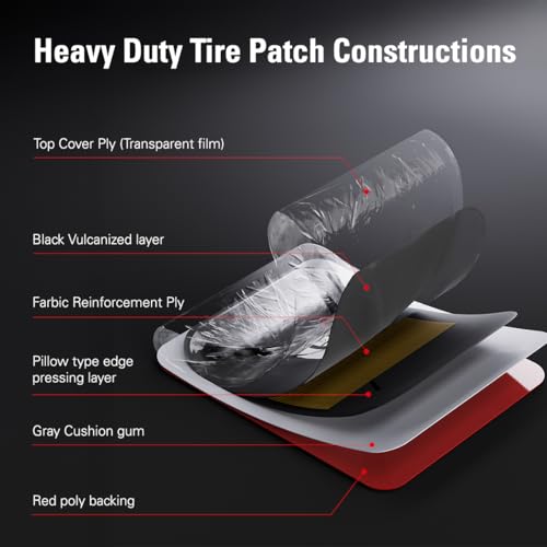 CKAuto 20 pcs Radial Tire Patches Heavy Duty 2-1/4" x 4-1/3" (60mm x 110mm) | for Radial Tubeless Tire of Cars Vans SUVs Buses & Heavy Trucks Tractor Agricultural Vehicles Rectangle - size: 2-1/4" x 4-1/3" (60 x 110mm) 20 PCS