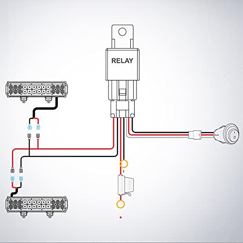 Nilight LED Light Bar Wiring Harness Kit - 2 Leads 12AWG Heavy Duty 12V On Off Switch Power Relay Blade Fuse for Off Road LED Work Light - color: 12AWG-2 Lead