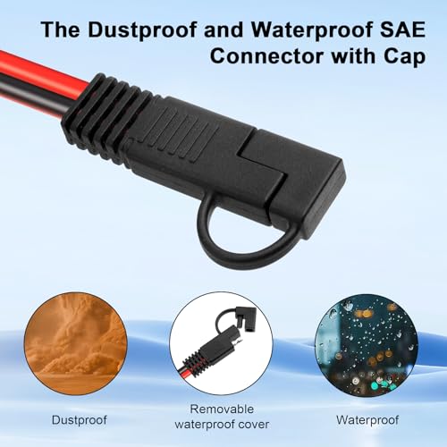 XRDS -RF SAE Extension Cable 1FT 2PCS– Heavy Duty 10AWG Tinned Copper Wire with SAE Battery Cable Terminal Connectors for Automotive, RV, Marine, and Solar Applications. - size: 1 FT