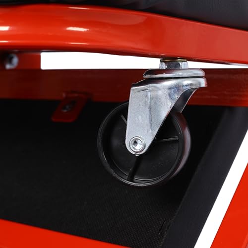 Mechanic Creeper, Garage Gift, 36" Z Creeper Seat, 2 in 1 Mechanic Gifts, 300 lbs Capacity, Low Profile Creeper with 6 pcs Wheels in Garage/Shop for Fathers Day Tool Gift,red Color