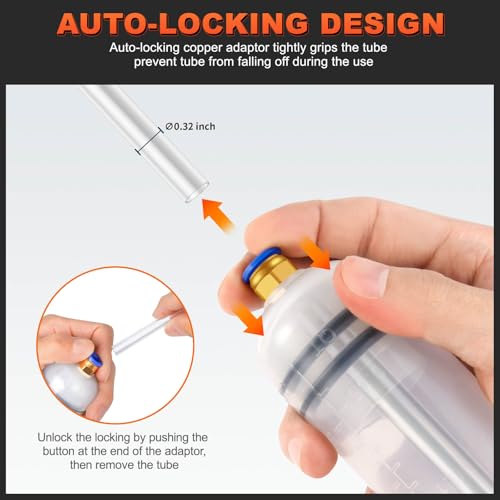 H-veenjor 200 CC Automotive Fluid Extractor Pump, Oil Change Syringe with Extra 32" Soft Hose & Two 9" Tubes, Manual Extraction and Fill Pump, Fluid Oil Change Evacuator with Powerful Suction - size: 200CC