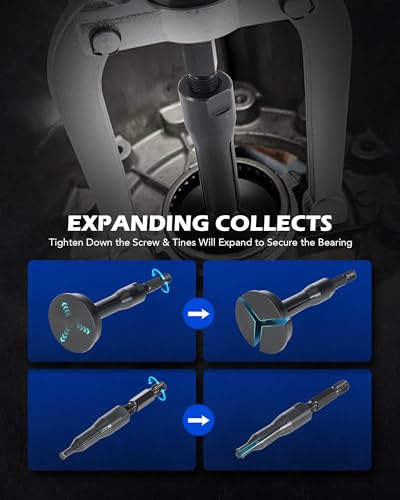 Orion Motor Tech Blind Hole Collet Bearing Race and Seal Puller Extractor Kit, Slide Hammer Pilot Insert Inner Bearing Removal Tool Set, 16 Pieces | 16pc Slide Hammer Pilot Insert Inner Bearing Removal Tool Set, Blue Case - color: blue