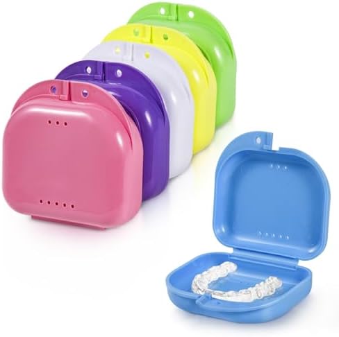 WSSROGY 18 Pack Retainer Case Container Holder Colorful Orthodontic Mouth Guard Holder Case Aligner with Vent Holes for Daily Use