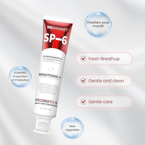 SP-6 Whitening Toothpaste 2-Pack & 7-Pro Whitening Toothpaste, 6 Probiotics, Enamel Safe, Fluoride-Free and Gum Health