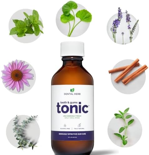 Dental Herb Company Tooth & Gums Tonic Oral Rinse – Natural Professional Strength Mouthwash with Essential Oils & Herbs for Gum Health, Bad Breath & Gum Irritation – Alcohol-Free, 18 oz. (2 Bottles)