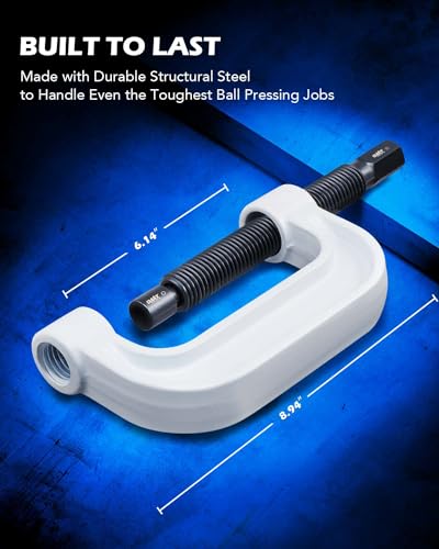 OMT Ball Joint Press Kit, Ball Joint Removal Tool with 4x4 Adapters | Heavy Duty Ball Joint Tools for Most 2WD and 4WD Cars and Light Trucks, White C-frame - color: white C-frame