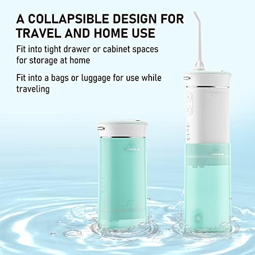 Water Flosser Cordless Oral Irrigator Portable Teeth Cleaner HOC600 IPX7 Waterproof Electric Dental Flossers with DIY Modes 6 Jet Tips for Braces Care Travel and Home Use