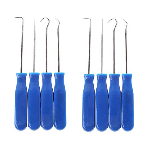 8Pcs Hook And Pick Set Precision Scraper Removal Remover Installer Tools Gasket Scraping Hose Removal Hook Tool Set Craft Hand Tools Automotive Pick Set With Non-Slip Rubber Grips (blue) - color: Blue