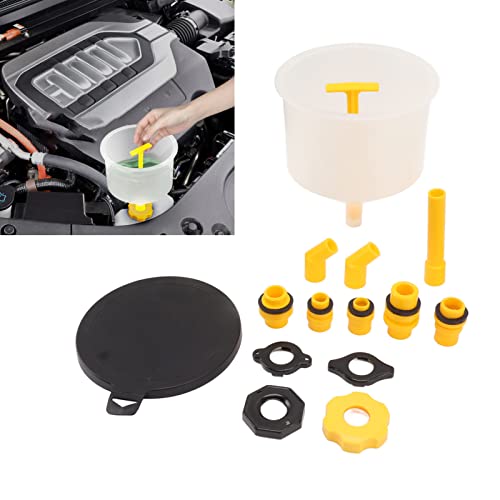 15Pcs Radiator Coolant Filling Funnel Kit, Spill Proof Coolant Fill Kit, Reinforced Design with Rotary Switch for Universal Cooling System, Long Extension Rod for Hard to Reach are