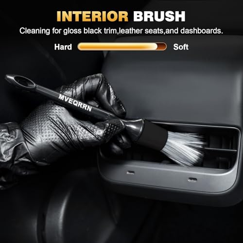 MVEQRRN 10PCS Car Detailing Brush Set,Boars Hair Detail Brush Kit(Black) | Ultra Soft No Scratch, Car Dust Brush,Car Detailing Brushes Kit, Detail Brushes Car Detailing for Interior Exterior - color: 10pcs detail brush set black