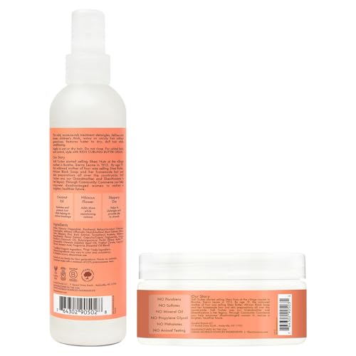 Shea Moisture Kids Curly Hair Care Set – Coconut & Hibiscus Curling Butter Cream + Extra-Moisturizing Detangler Spray for Kids with Wavy, Thick & Frizzy Hair (2 Piece Set)