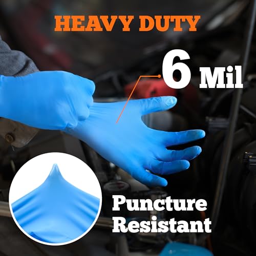 TitanFlex Nitrile Exam Gloves, Blue, 6-mil, Heavy Duty Nitrile Gloves, Mechanic Disposable Gloves, Latex Free, Powder Free - color: Blue(large 100)