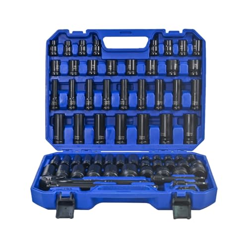 Pneumatic Accessory Kit — Comprehensive Air Tool Socket & Extension Set with Ratchet, Universal Joint, Blow-Mold Case (Set 2) - color: Set 2