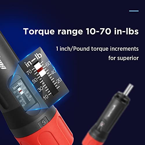 Sanliang Torque Screwdriver Wrench Driver Bits Set 10-70 Inch Pounds lbs for Maintenance,Tools, Bike Repairing and Mounting. (10-70 in-lbs)