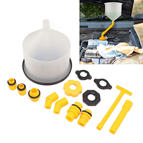 15Pcs Radiator Coolant Filling Funnel Kit, Spill Proof Coolant Fill Kit, Reinforced Design with Rotary Switch for Universal Cooling System, Long Extension Rod for Hard to Reach are