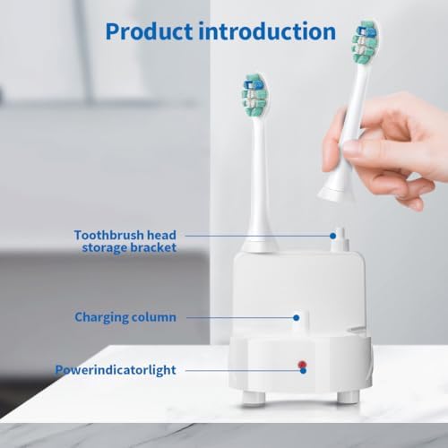 Wall Charger for Philips Sonicare Electric Toothbrush, Wireless Electric Toothbrush Wall Charger for Philips Sonicare HX6100/ HX3000/ HX6000/ HX8000/ HX9000 Series, White