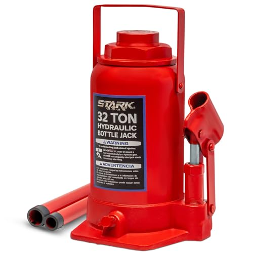 XtremepowerUS 32 Ton Hydraulic Bottle Jack, Low Profile Heavy-Duty Car Jack for Trucks, SUVs, RVs, Trailers, Farm Equipment, Automotive Repair & Garage Use, Red - size: 32 Ton