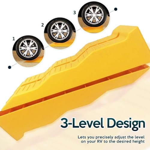 ZONETECH Automotive Leveling Ramps - 12 Packs Premium Quality Camper Trailer SUV Car Wheel Chocks, Leveler, Stabilizer on Uneven Ground- Great for Leveling and Raising Auto - color: Yellow 12
