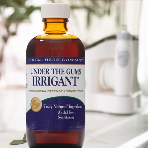 Dental Herb Company Under The Gums Irrigant: A Solution for Oral Irrigators and Water Flossers - Made with Pure Essential Oils and Herbs - Alcohol-Free, Vegan, Non-GMO - 45 Day Supply
