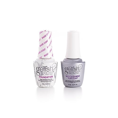 Gelish MINI 9mL Essentials Value Pack – LED/UV Cure, Long-Lasting, Chip-Resistant, Professional Gel Nail Kit for Manicures (No Cleanse Top Coat & Foundation Base Coat Duo)