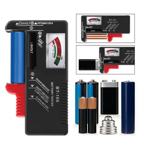 1Pcs Battery Tester Checker, Universal Battery Checker Model BT-168for AA AAA C D 9V 1.5V Button Cell Batteries Smal Electrical Equipment (Requires No Battery for Operating) | Universal Battery Tester Checker For Button Cell Model BT-168 Requires No Batte