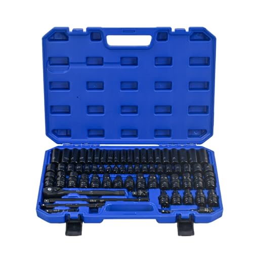 Pneumatic Accessory Kit — Comprehensive Air Tool Socket & Extension Set with Ratchet, Universal Joint, Blow-Mold Case (Set 1) - color: Set 1