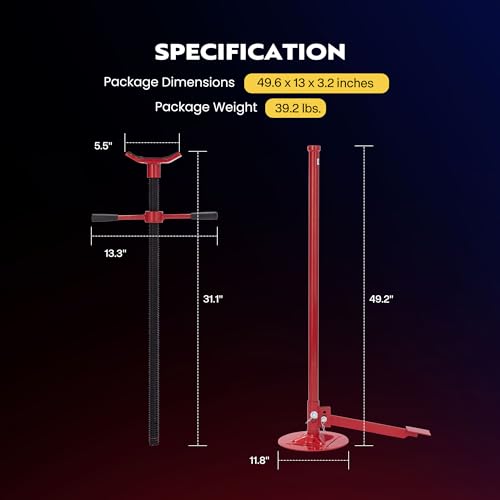 SPECSTAR Under Hoist Support Stand with Foot Pedal 3/4 Ton | 1650 Lbs Capacity Jack Stand Lifting from 52 to 76 Inch with 12 Inch Diameter Steel Base - style: With Foot Pedal