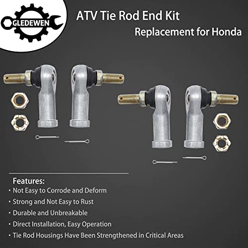Tie Rod End Kit, Compatible With 1997-2017 Honda Foreman 400/450 / 500 | 2001-2017 Honda Foreman Rubicon 500, Two Sets Ball Joint, ATV Accessories - size: 1997-2017 Honda Foreman