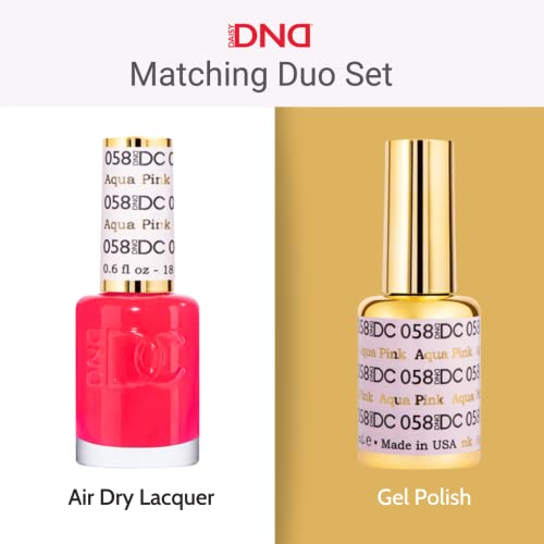 DND DC Gel Polish Set, Pink Collection, UV/LED Gel Polish and Air Dry Nail Lacquer, Matching Chip-Free Polish Duo, 013 Brilliant Pink, 0.5 Fl Oz