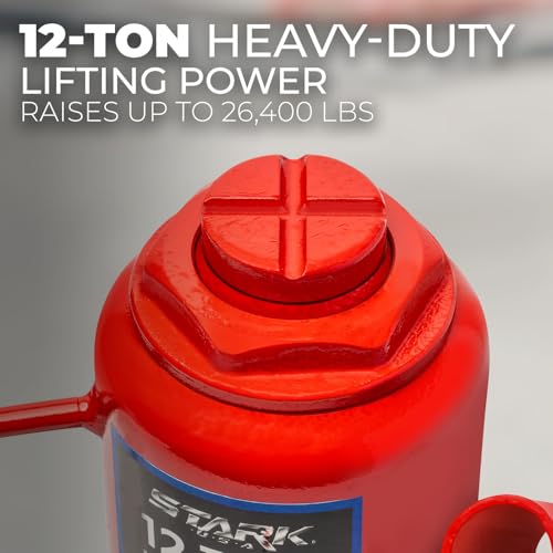 XtremepowerUS 12 Ton (24,000 Lbs) Capacity Hydraulic Lifting Bottle Jack Fit Repair Automotive for Car, Pickup, Truck, RV, Auto Repair Vehicle Tand House Lift W/Long Handle - size: 12 Ton