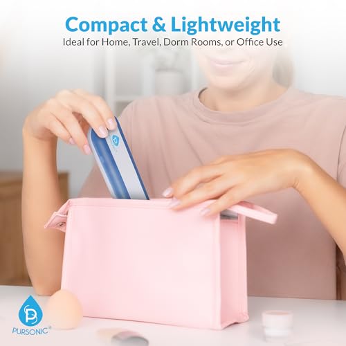 Pursonic Portable UV Toothbrush Sanitizer Case - Travel Toothbrush Sanitizer and Holder - For Electric and Manual Brush Heads with UV Light & Auto Shut Off Timer