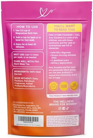 Pink Stork Pregnancy Bath Soak – Unscented Magnesium Flakes for Bath or Foot Soak – Pure Dead Sea Salt – Relief for Pregnancy Aches, Swollen Feet, and Stress – Clean, Fragrance-Free – 2 lb