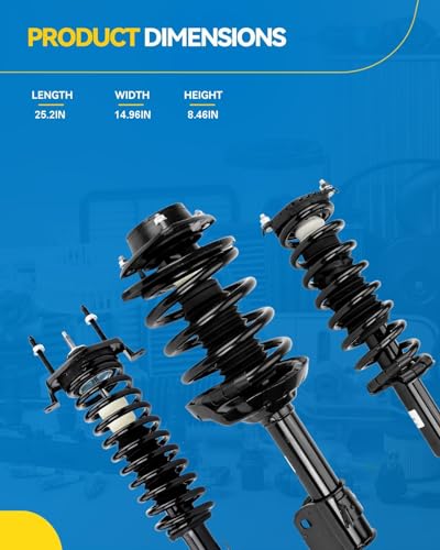 PHILTOP Front Struts for Jetta 1999-2005, Beetle 1998-2006, Golf 1999-2006, 171525 Struts with Coil Spring Assemblies, 2 PCS Shock Absorbers - size: 1999-2006 Volkswagen Golf Front