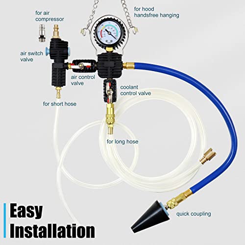 Coolant Vacuum Refill Kit, Cooling System Radiator Vacuum Purge & Fill Tool Kit, Automotive Coolant Filler with Universal Adapter Hoses for Car Motorcycle Truck Airlift Use Blue - color: Blue Case