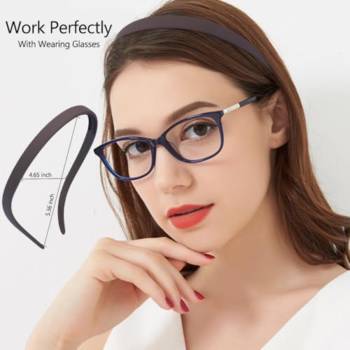 TOBATOBA Headbands for Glasses Wearers - No Pressure, No Headache - Non Slip Square Headbands for Women & Girls, 6 Pcs