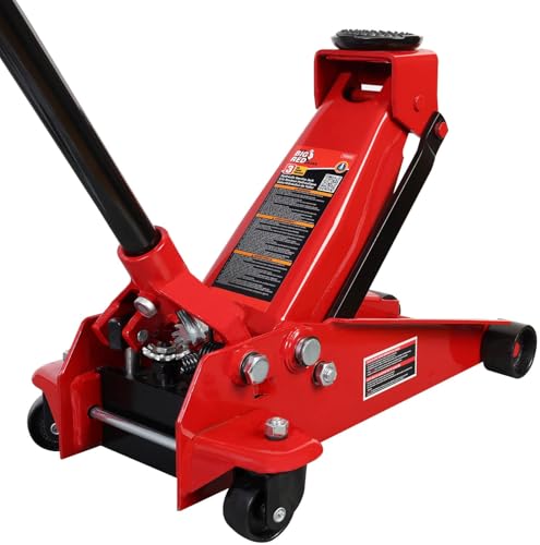 Big RED 3-Ton Heavy Duty Hydraulic Floor Jack, Dual Pump Quick Lift with Low Profile Design, 6600LBS Capacity for All Terrain Vehicles,Red