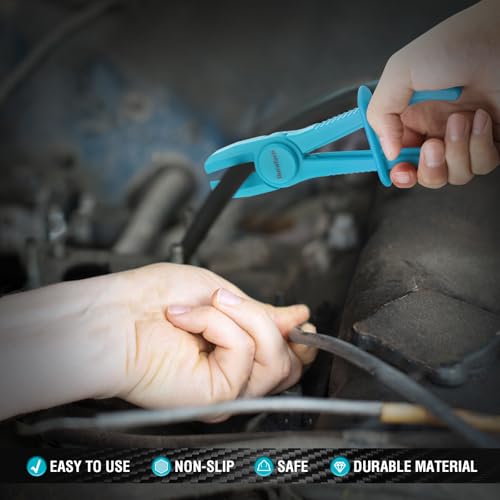 DURATECH 6-Piece Hose Clamp Pliers Set, Pinch Clamp Pliers, Blue | Ideal for Flexible Hoses, Fuel, Gas, Brake & Radiator Lines - size: 6-Piece, style: Straight（Blue）