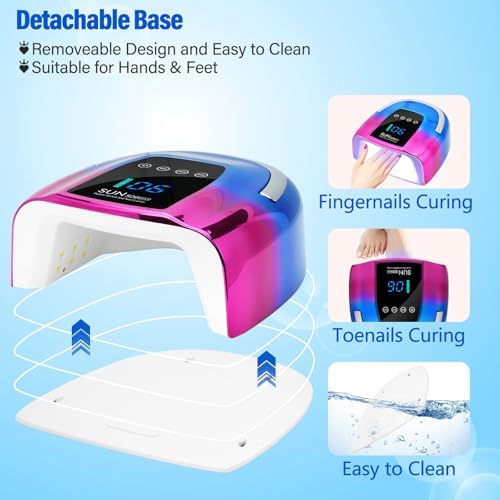 UV LED Nail Lamp Dryers Cordless 128W Portable Rechargeable UV Light for Gel Nails Polish Kit,Fast Curing Wireless Builder Gel Lamp with Sensor 3 Timer LCD Display 48 LED,Manicure Pedicure Art Tools