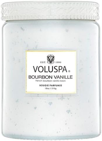 Voluspa Bourbon Vanille, Large Candle Jar, 18 Ounces, 100 Hour Burn Time, Coconut Wax for Clean Burning, Handcrafted in The USA