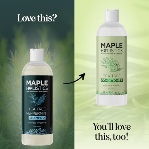 Rosemary Tea Tree Mint Shampoo - Clarifying Shampoo for Build Up and Flakes with Deep Cleansing Peppermint Oil and Tea Tree Essential Oil for Dry Scalp Treatment - Paraben & Sulfate Free (8oz)