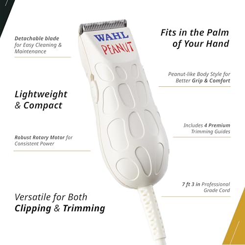 Wahl Professional Peanut Trimmer Corded Lightweight Powerful Rotary Motor Includes 4 Trimming Guides Accessories