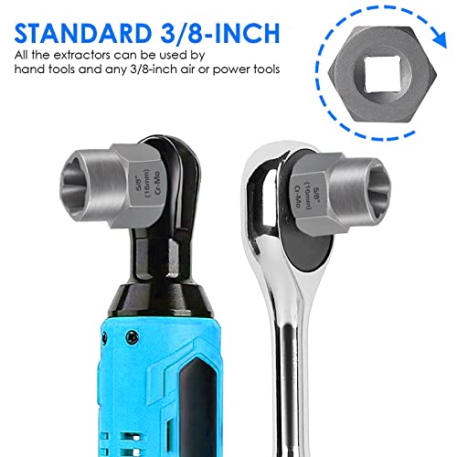 XEWEA 14PCS 3/8" Drive Impact Bolt Nut Extractor Set | Professional Stripped Bolt Remover Socket Set, Easy out Tools For Removing Damaged Broken Rounded Off Bolt & Nut, Cr-Mo Steel - size: 14PCS