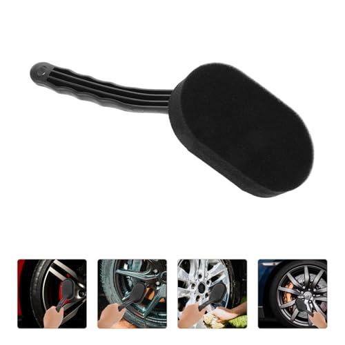 Car Tire Waxing Brush Set with Replaceable Black Plush Sponge, 6pcs Automotive Detailing Tool for Tire Shine and Wheel Cleaning Maintenance