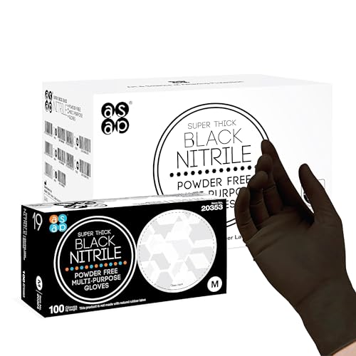 ASAP Thick Black Nitrile Gloves Disposable Latex Free - 6 Mil, Powder Free, Food Safe, Kitchen & Mechanic - size: Small, style: Case of 1000
