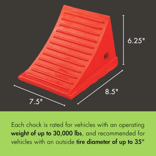 Checkers One Large Wheel Chock for 27-35" Tires | Heavy Duty Wheel Chocks for Semi Trucks, Utility, Tractor Trailer, 30k lb Load Capacity, Made in The USA, Polyurethane, - style: Single Chock
