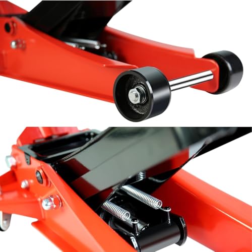4 Ton Low Profile Floor Jack, Heavy Duty Floor Jack with Dual Pistons Quick Lift Pump, Steel Car Jacks Adjustable Height 4"-21", Hydraulic Trolley Floor Jacks 4 Ton/8000 LBS Capacity, Red - color: Red - 4 Ton(Dual Pump), Lift 4"-21"